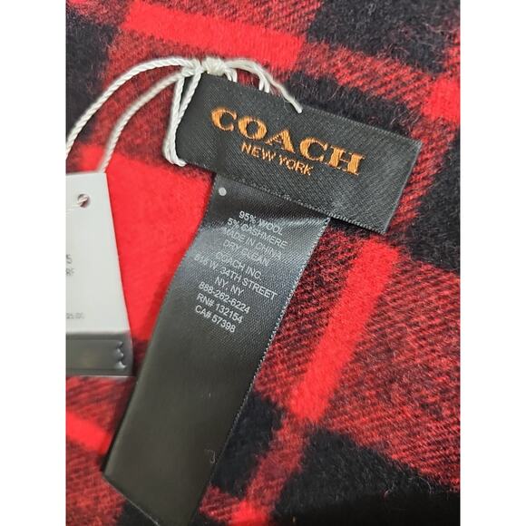COACH apparel scarf F85858 Red & Black Special Cashmere Blend NWT $125.00 - Picture 8 of 8